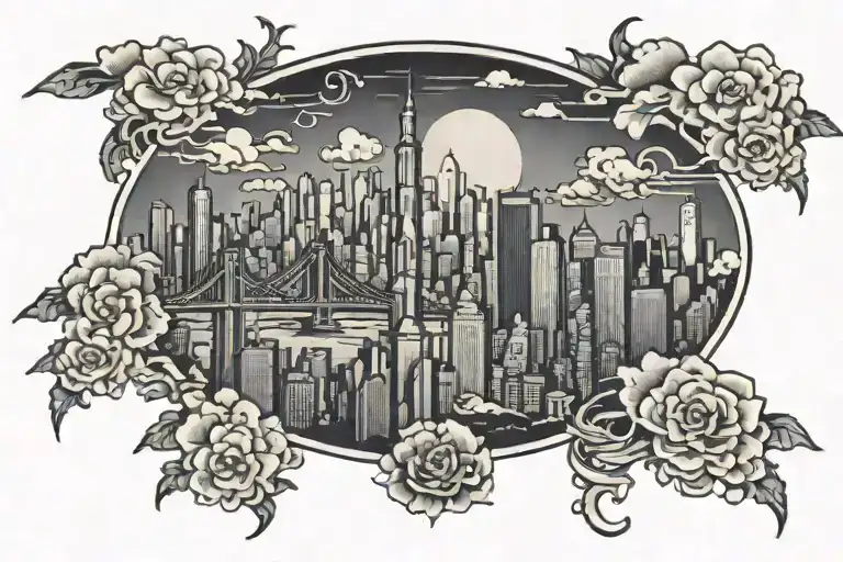 New York skyline tattoo design idea