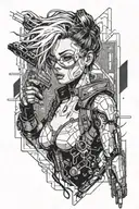 girl cyberpunk 2077 tattoo design idea