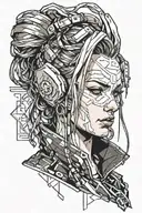 girl cyberpunk 2077 tattoo design idea