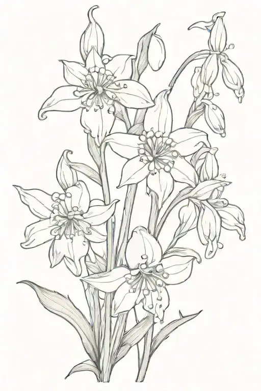 snowdrop and carnation flowers intertwined tattoo design idea
