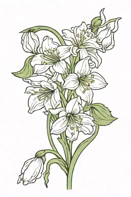 A snowdrop and carnation flower intertwined to represent the bond between a father and daughter tattoo design idea