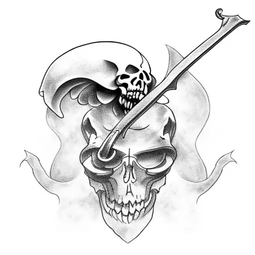 reaper with scythe whispering  tattoo design idea