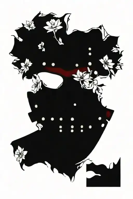 jason Vorhees mask with flowers tattoo design idea