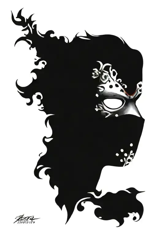 jason Vorhees mask with flowers tattoo design idea