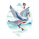 A Japanese crane with spread wings. tattoo design idea