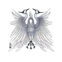 A Japanese crane with spread wings. tattoo design idea