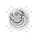 dragon with donut tattoo design idea