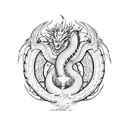 dragon with donut tattoo design idea