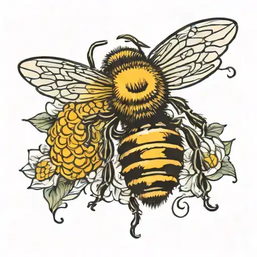 bee hive honey colm tattoo design idea
