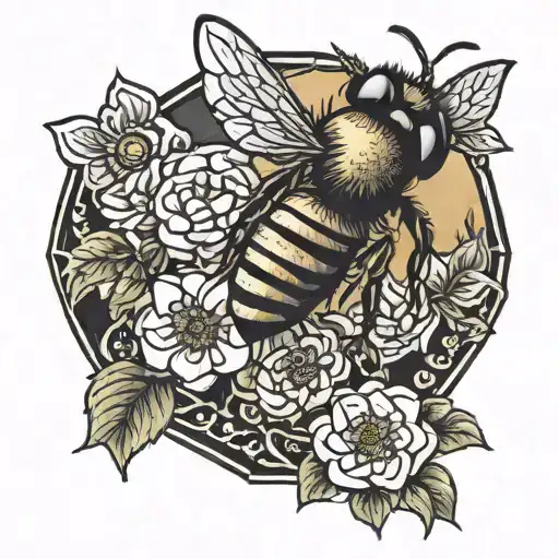 bee hive honey colm tattoo design idea