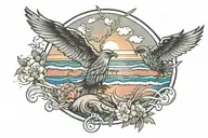 lambe and beach sunset tattoo design idea