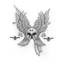 wing and cross tattoo design idea