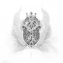 wing and cross tattoo design idea