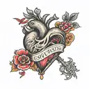 Heart beats,compas, Chinese word,  tattoo design idea
