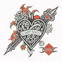 Heart beats,compas, Chinese word,  tattoo design idea
