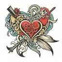 compas,heart beats, Chinese word family tattoo design idea