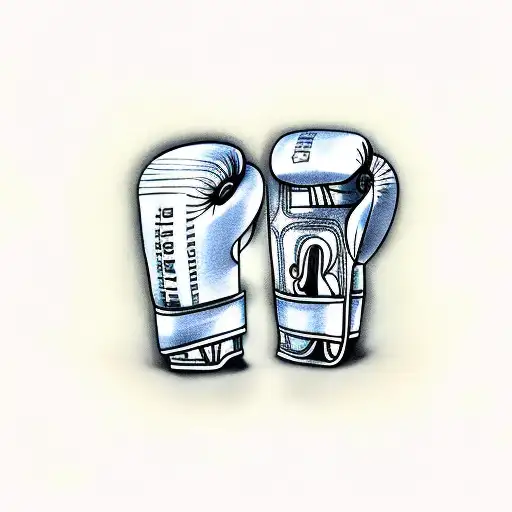 boxing gloves with name in old English lettering  tattoo design idea