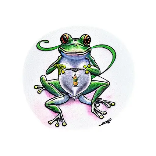 frog on a Lilly pad catching a dragonfly tattoo design idea