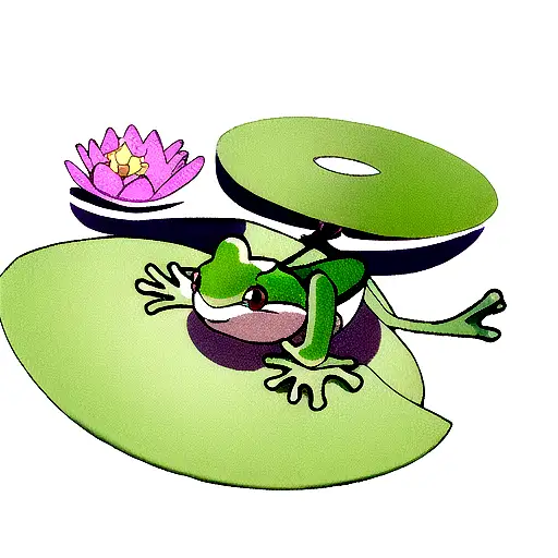 frog on a Lilly pad catching a fly tattoo design idea