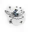 frog on a Lilly pad catching a dragonfly tattoo design idea