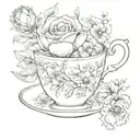 teacup floral tattoo design idea