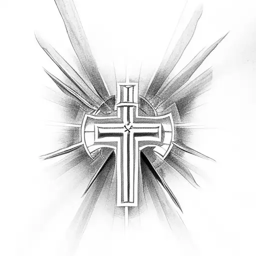 Christian Cross with angel tattoo design idea