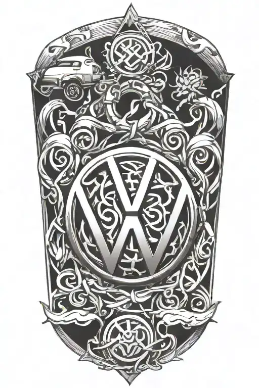 Volkswagen symbol intertwined tattoo design idea