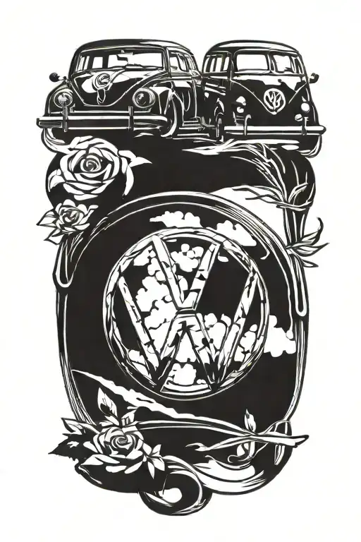Volkswagen emblem intertwined tattoo design idea