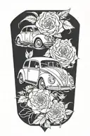 Volkswagen emblems with flowers  intertwined tattoo design idea
