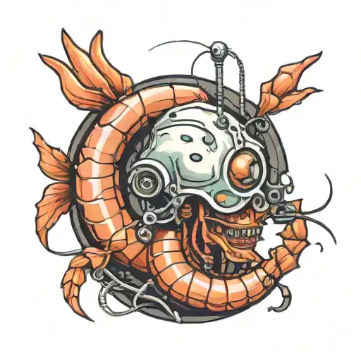 shrimp doing brain surgery tattoo design idea