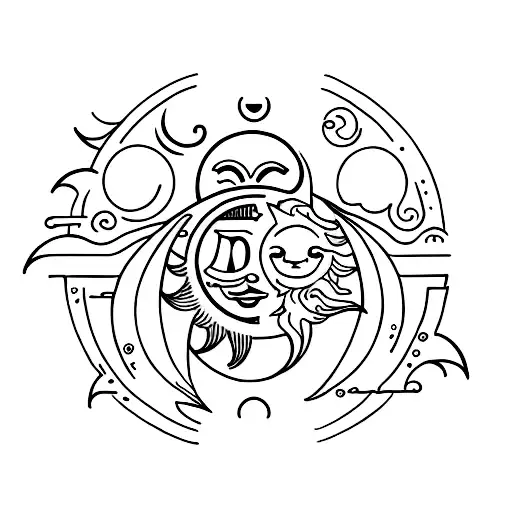 Sun and Moon tattoo design idea