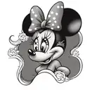 modern Minnie Mouse with tattoos and lashes   tattoo design idea