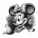 modern Minnie Mouse with tattoos and lashes   tattoo design idea