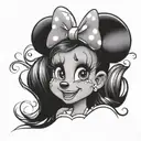 modern Minnie Mouse with tattoos and lashes   tattoo design idea
