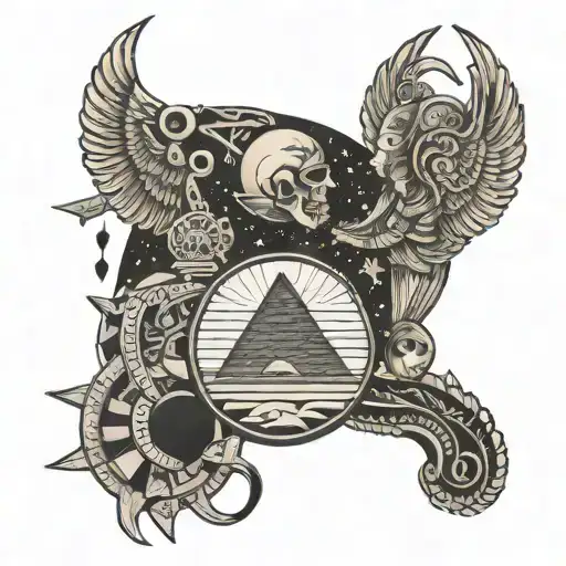 interstellar and ancient egypt tattoo design idea