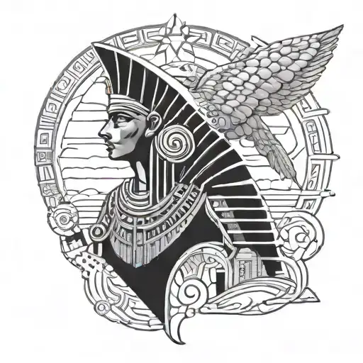 interstellar and ancient egypt tattoo design idea