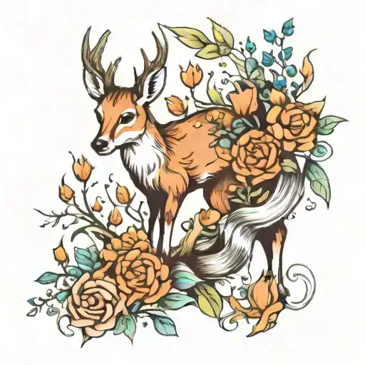 for the knee area in colour - animals . not deer and rabbits and foxes  tattoo design idea