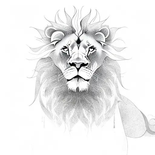 lion and sun tattoo design idea