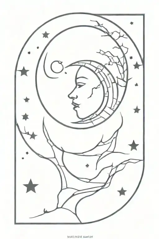 moon shining tattoo design idea
