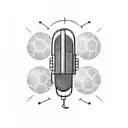 Microphone with musical notes and soccer ball tattoo design idea