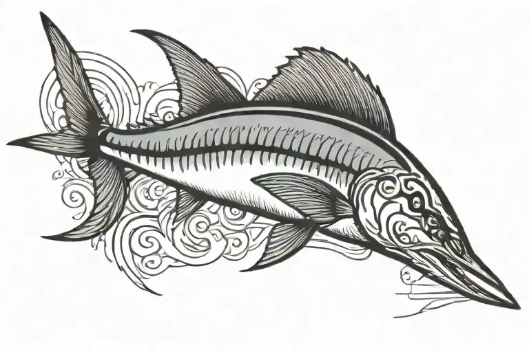 marlin side profile tattoo design idea