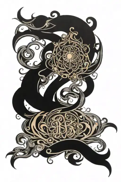 otherworldly name written tattoo design idea