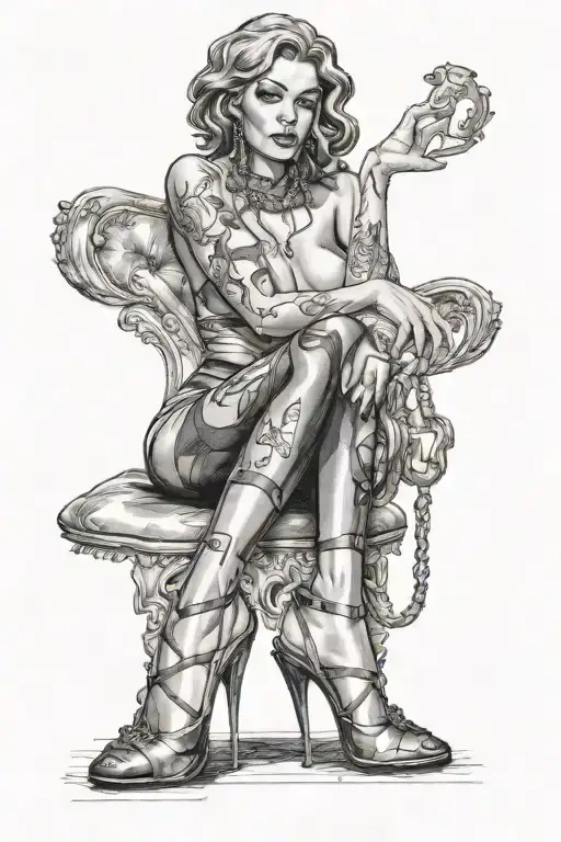 slave woman submissive and high heels tattoo design idea