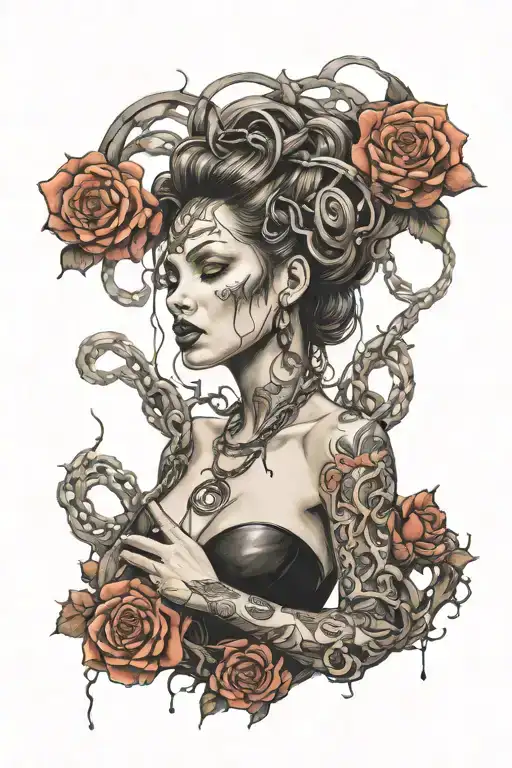 bdsm submissive slave woman tattoo design idea