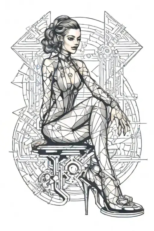 slave woman submissive and high heels tattoo design idea