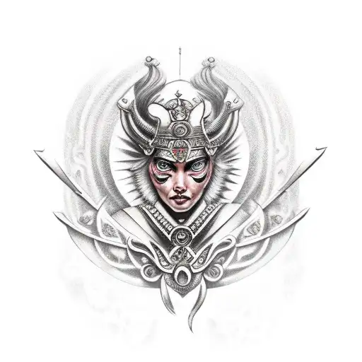 female goddess warrior tattoo design idea