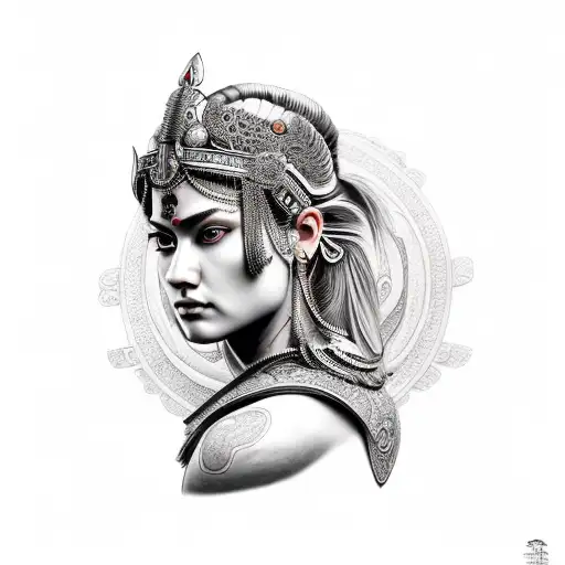 female goddess warrior tattoo design idea