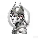 female goddess warrior tattoo design idea