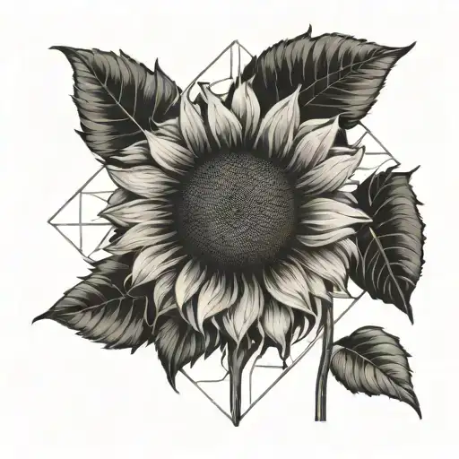 sunflower and brain vs heart tattoo design idea