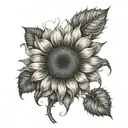 sunflower and heart tattoo design idea